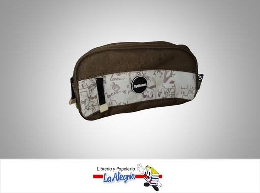 [7707319847656] CARTUCHERA 2 CIERRES NILO MARRON/BEIGE MARCA TOP DRAWER