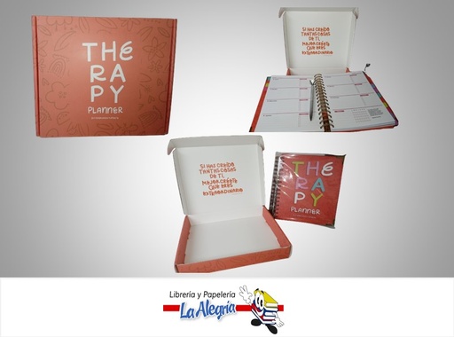 [AGENDATHERAPY3] AGENDA ORGANIZADORA THERAPY CON STICKERS ROJA MARCA TRABAJANDO TU MENTE