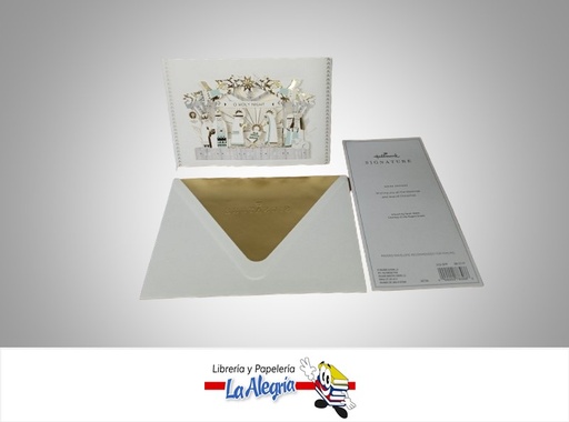 [009200783966] TARJETA DE REGALO NACIMIENTO DORADO Y AZUL NAVIDAD 3D UND MARCA HALLMARK