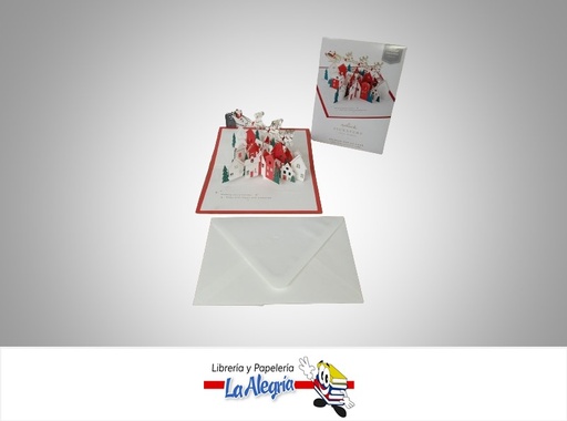 [009200786752] TARJETA DE REGALO PUEBLITO ROJO-BLANCO CASAS DE NAVIDAD 3D UND MARCA HALLMARK