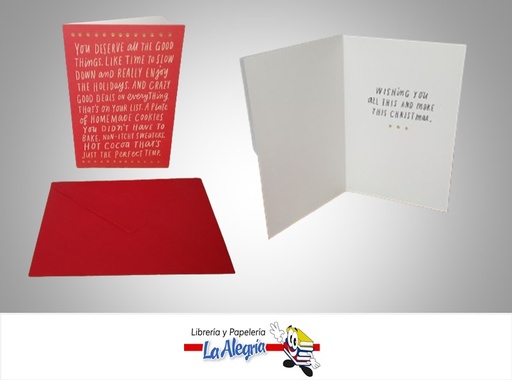 [009200866331] TARJETA DE REGALO DEDICATORIA CHRISTMAS ROJA MARCA HALLMARK