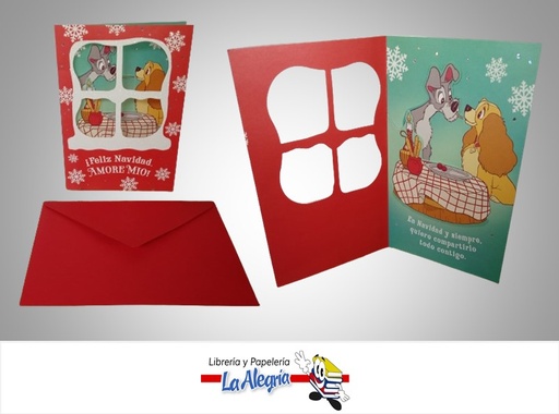 [720473898804] TARJETA DE REGALO LA DAMA Y EL VAGABUNDO NAVIDAD 3D MARCA HALLMARK