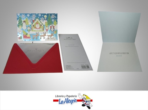 [009200783911] TARJETA DE REGALO PAISAJE DE NAVIDAD SANTA PINGUINO MARCA HALLMARK
