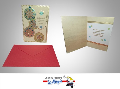 [720473897685] TARJETA DE REGALO NAVIDAD BAMBALINA TURQUESA CON DORADO VISTE EL MUNDO MARCA HALLMARK