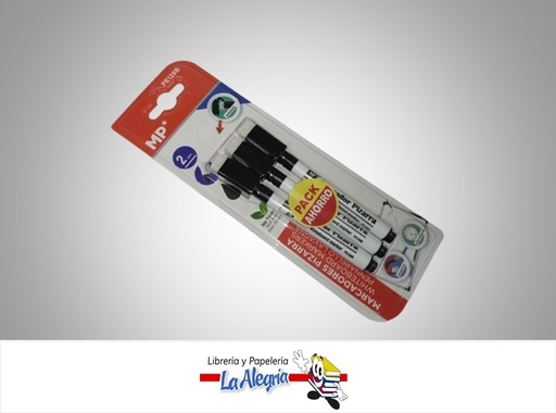 [8435250947140] MARCADORES PARA PIZARRA CON BORRADOR NEGRO  PAQ 3 UND MARCA MP