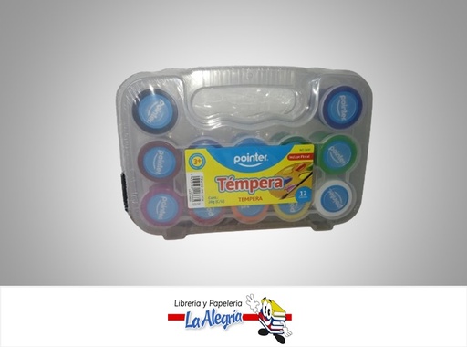 [7453038423885] TEMPERA ESCOLAR WCC620 ESTUCHE 12 COLORES CON PINCEL MARCA POINTER