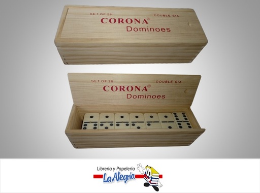 [7453010065003] JUEGO DE DOMINO CAJA DE MADERA MARCA CORONA