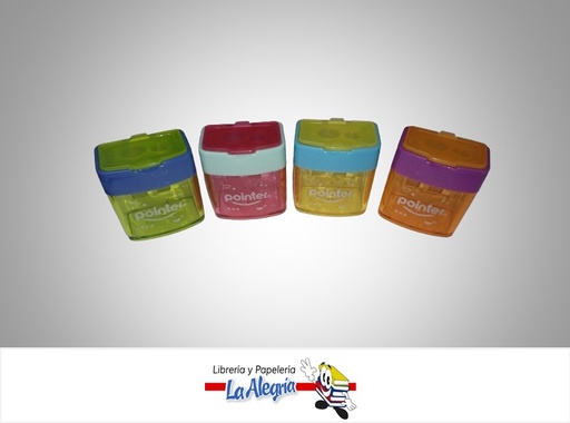 [7453038425957] SACAPUNTAS METALICO DOBLE CON DEPOSITO SH2309 MULTICOLOR MARCA POINTER