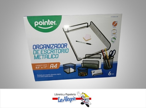 [7453078526843] ORGANIZADOR DE ESCRITORIO MALLA HY358OABK CARTA NEGRO 6 PZA MARCA POINTER