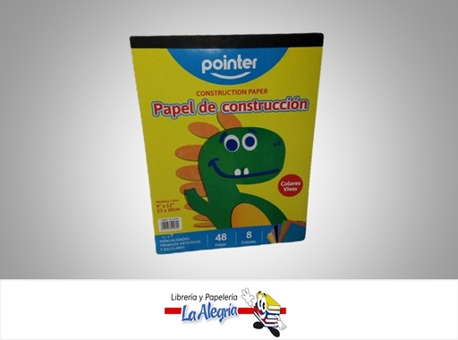 [7453078514604] BLOCK PAPEL CONSTRUCCION 23x30 CM 48 HOJAS 8 COLORES POINTER