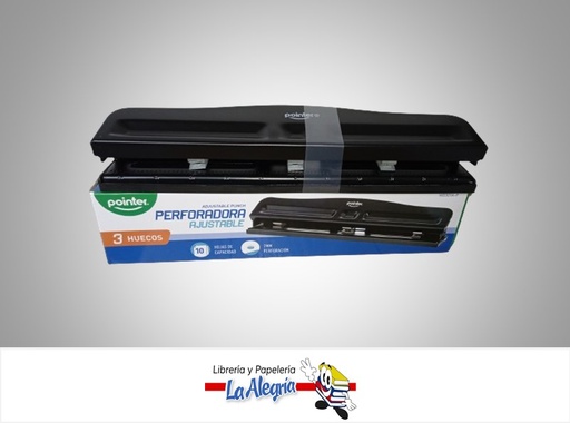 [7453038404013] PERFORADORA AJUSTABLE 3 HUECOS 10 HOJAS 7MM MARCA POINTER