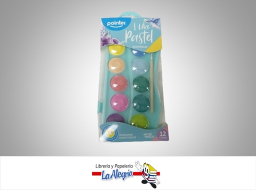 [7453010064228] ACUARELA EN PASTILLA CON PINCEL WC22121P; 12 COLORES PASTEL MARCA POINTER