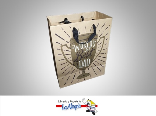 [763795769575] BOLSA DE REGALO KRAFT 19.5X24.5CM WORLD´S BEST DAD MARCA HALLMARK