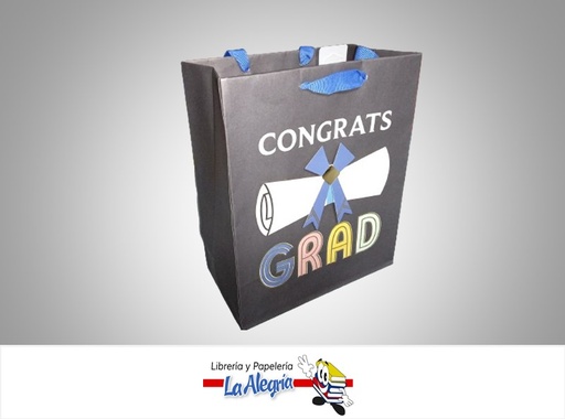 [763795771936] BOLSA DE REGALO KRAFT 19.5X24CM CONGRANTS GRAD NEGRA MARCA HALLMARK