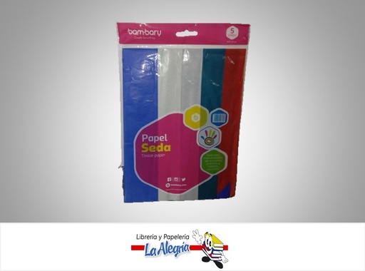 [7453086107539] PAPEL SEDA 1172090050 50X70CM PAQ 5 UND MULTICOLORES MARCA BAMBARY