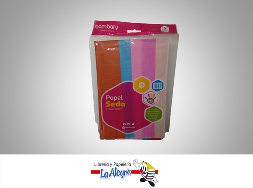 [7453086107553] PAPEL SEDA 1172090066 50X70CM PAQ 5 UND MULTICOLORES MARCA BAMBARY