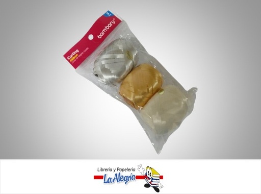 [7453086118856] CINTA DE REGALO RIZADA 7071005060 PAQ 3 UND MARCA BAMBARY