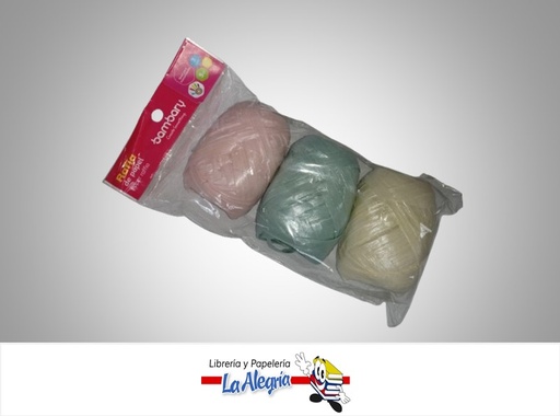 [7453086109915] RAFIA DE PAPEL PERLADO 712-0550/074 PAQ 3 UND MULTICOLOR MARCA BAMBARY