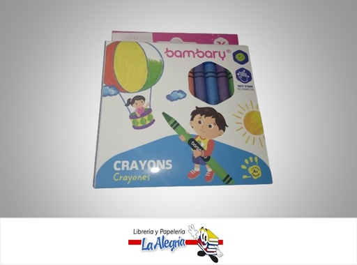 [7453086116548] CREYON DE CERA REDONDO 2052015201; 24 COLORES MARCA BAMBARY