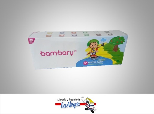 [7453086116623] TEMPERA ESCOLAR 210-1020/052 CON PINCEL 20 ML PAQ 12 COLORES UND MARCA BAMBARY