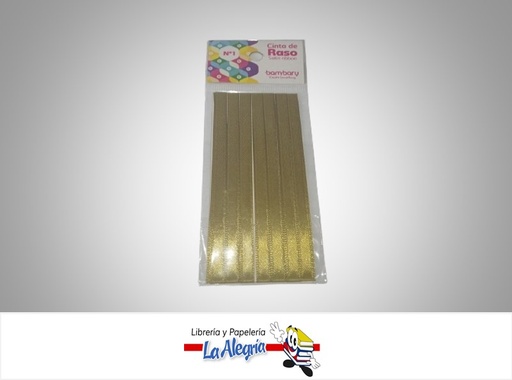 [7453086110416] CINTA RASO N°1 6232510215 PAQ 7MMX5MTS DORADO MARCA BAMBARY