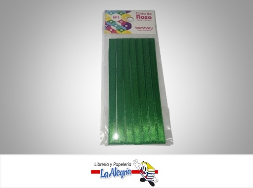 [7453086111864] CINTA RASO N°1 6232510315 PAQ 7MMX5MTS VERDE LIMON MARCA BAMBARY