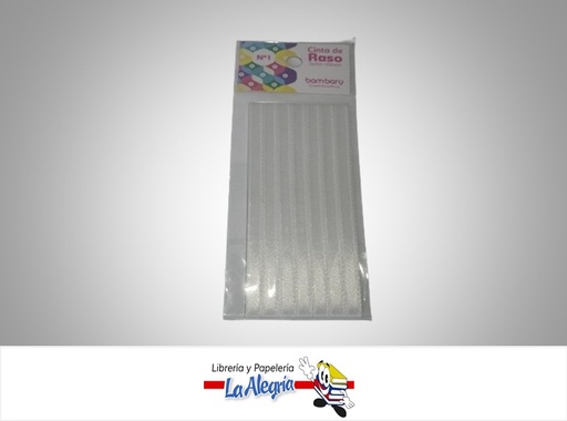 [7453086111758] CINTA RASO N°1 6232510800 PAQ 7MMX5MTS BLANCO MARCA BAMBARY