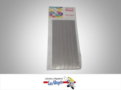 [7453086110393] CINTA RASO N°1 6232510910 PAQ 7MMX5MTS PLATEADO MARCA BAMBARY