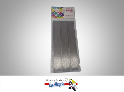 [7453086111710] CINTA RASO N°3 6232530910 PAQ 15MMX5MTS PLATEADO MARCA BAMBARY