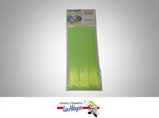 [7453086112229] CINTA RASO N°3 6232530999 PAQ 7MMX5MTS VERDE NEON MARCA BAMBARY