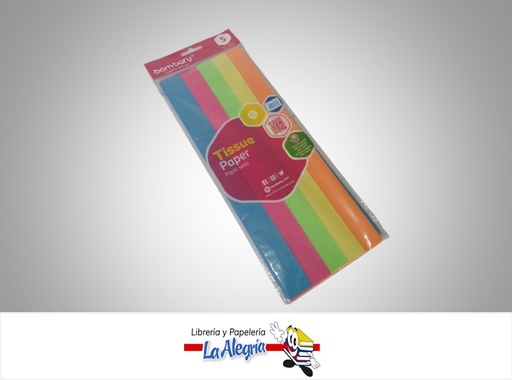 [7453086107560] PAPEL SEDA 1172704096 50X70 CM PAQ 5 UND MULTICOLORES NEON MARCA BAMBARY