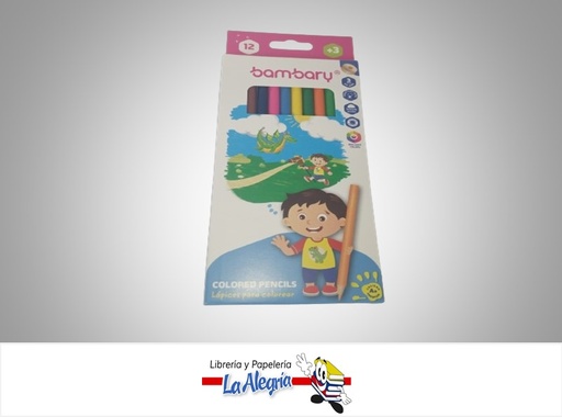 [7453086116500] LAPICES DE COLORES REDONDOS 12 COLORES MARCA BAMBARY