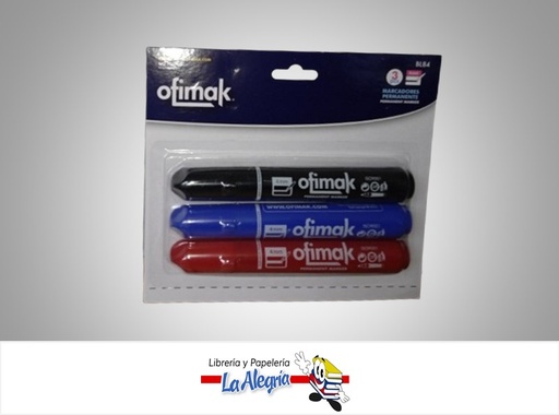 [638126959492] MARCADOR PERMANENTE BL84; PAQ 3 COLORES MARCA OFIMAK
