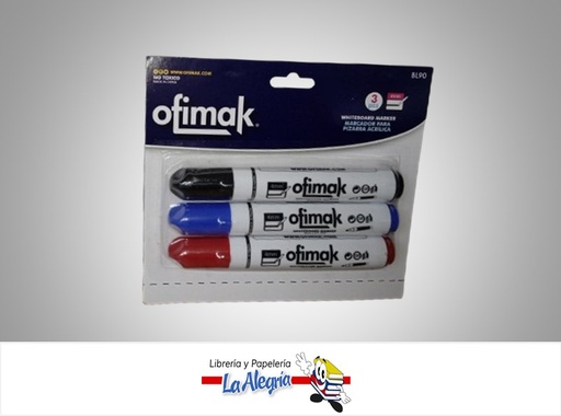 [781360870778] MARCADOR PIZARRA BL90; PAQ 3 COLORES MARCA OFIMAK