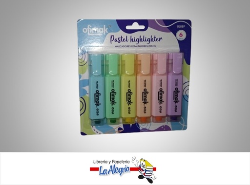 [785571628296] RESALTADORES PASTEL BL88F 6 COLORES MARCA OFIMAK