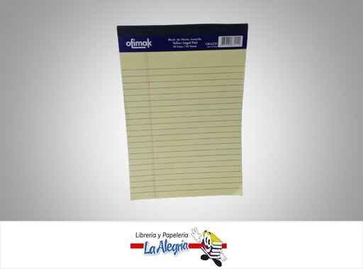 [781360870112] BLOCK NOTA RAYADO OK433Y 12.9X20 CM 50 HOJAS MARCA OFIMAK