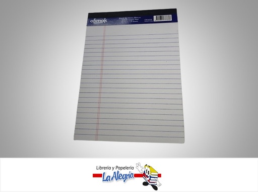[704831777376] BLOCK NOTA RAYADO OK433 12.9X20 CM 50 HOJAS MARCA OFIMAK