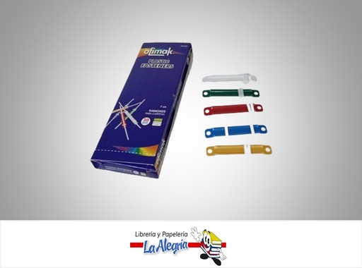 [653981353896] GANCHO PLASTICOS PARA CARPETA OK306 7CM COLORES VARIOS MARCA OFIMAK