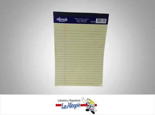 [781360870136] BLOCK NOTA RAYADO OK435Y 21.5X35.5 CM 50 HOJAS MARCA OFIMAK