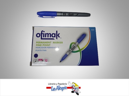 [653981353483] MARCADOR PERMANENTE PUNTA FINA OK89 2MM AZUL MARCA OFIMAK