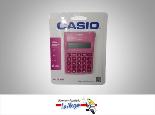 [4549526617355] CALCULADORA BOLSILLO HL815LPK 8 DIGITOS MARCA CASIO