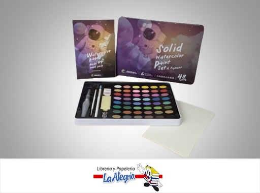 [6974102660629] PINTURA ACUARELA SOLIDA SET ACCSESORIOS 48 COLORES MARCA MARIES