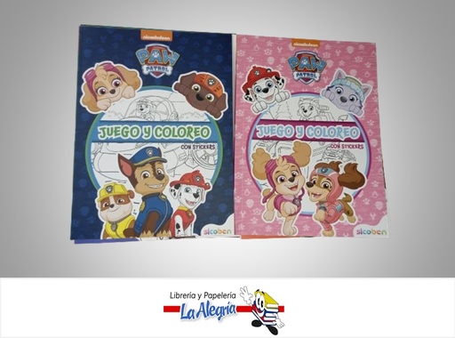 [6014417187166] LIBRO JUEGO Y COLOREO CON STICKERS PAW PATROL MARCA SICOBEN