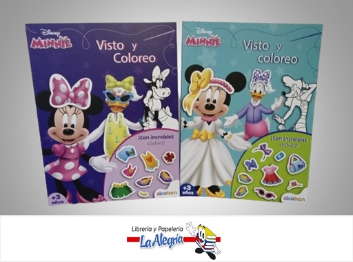 [6014417151150] LIBRO VISTO Y COLOREO MINNIE TEMATICA INFANTIL MARCA SICOBEN