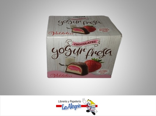 [8426388930265] BOMBOM DE CHOCOLATE RELLENO CON YOGUR DE FRESA 75 G , PAQ 8 UND MARCA AVELLO