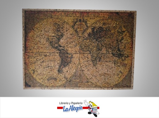 [PINCORCMUNDI] PINTURA SOBRE CORCHO MAPA MUNDI 68X47.5CM