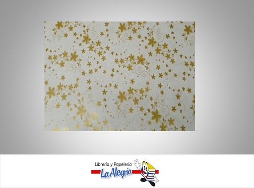[CELOFAN060] PAPEL CELOFAN 70 CM TRANSPARENTE FLORES ORO X METRO MARCA O.K.