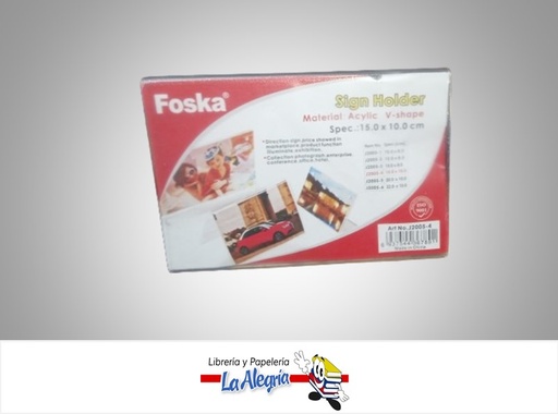 [6937544367891] HABLADOR ACRILICO FK DE MESA TIPO V 15X10CM MARCA FOSKA