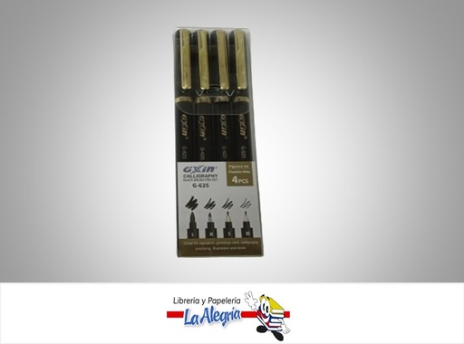 [8993988285366] MARCADOR PARA LETTERING PAQ 4 PZAS BRUSH-MEDIO-FINO-EXTRA FINO MARCA GXIN