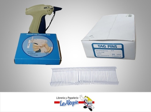 [7593968102235] PISTOLA DE ETIQUETA + SUJETADOR DE ETIQUETA 25MM PAQ 5000 UND  COMBO MARCA S/M
